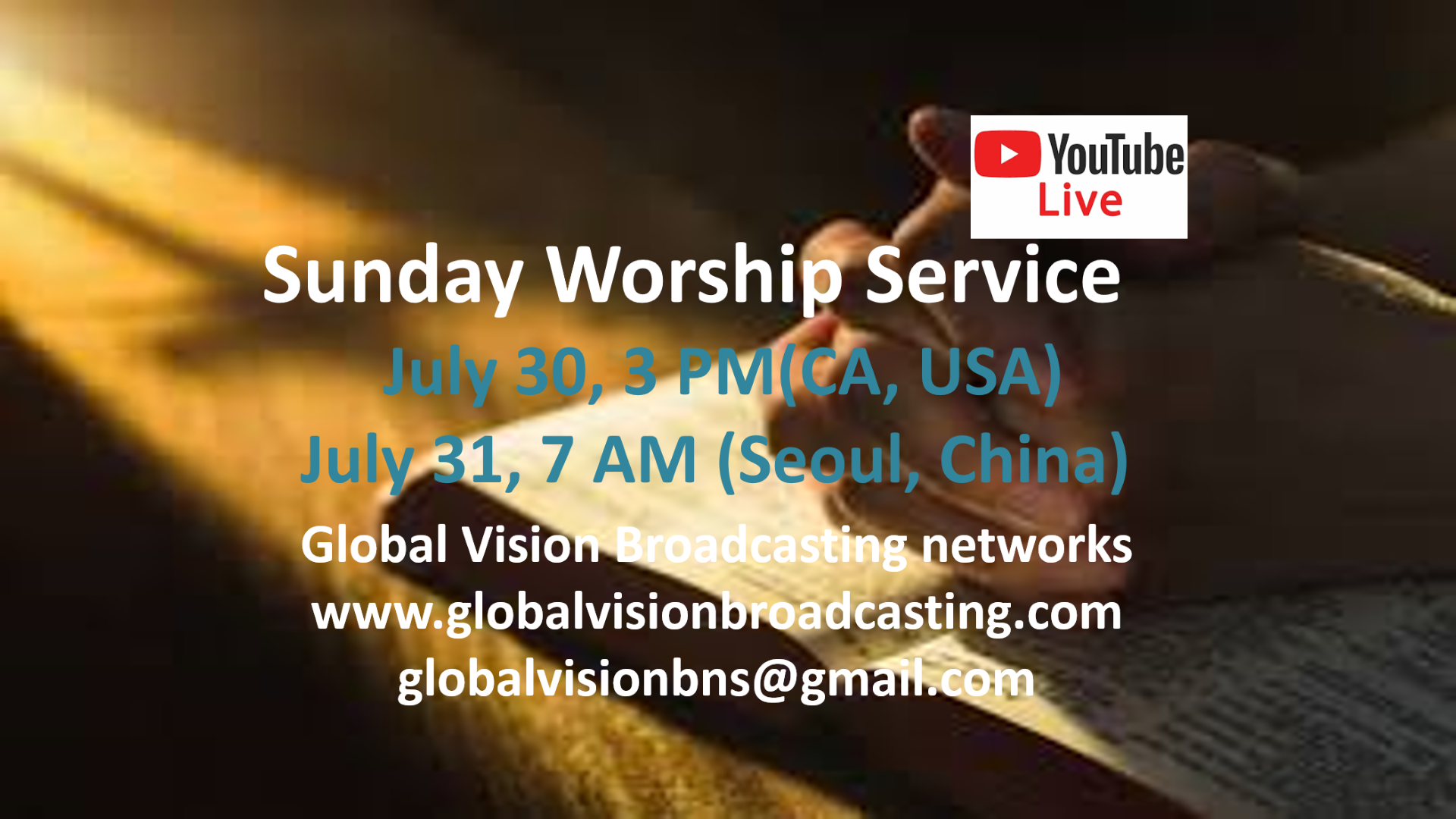 Sunday Worship Service -Global Vision Broadcasting Networks-Korean, Chinese-  Genesis 11:31-12:5